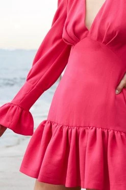 By Johnny Anna V Tulip Sleeve Mini Dress