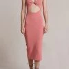 Bec And Bridge Oasis Knit Twist Midi Dress Salmon