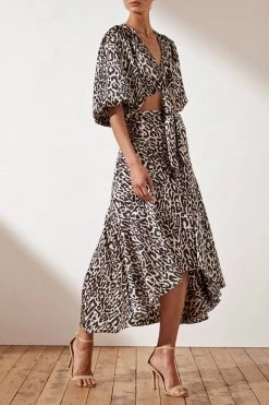 Shona Joy Isabella Tie Front Puff Sleeve Top