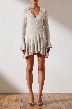 Shona Joy Hayes Frill Cuff Wrap Mini Dress