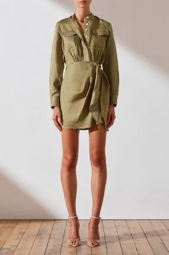 Shona Joy Ellington Draped Mini Shirt Dress