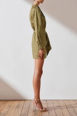 Shona Joy Ellington Draped Mini Shirt Dress