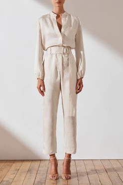 Shona Joy Ellington Linen Relaxed Jumpsuit Ecru