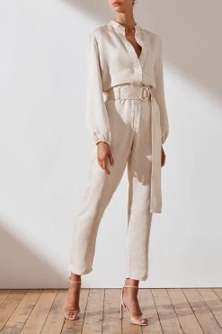 Shona Joy Ellington Linen Relaxed Jumpsuit Ecru