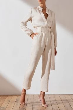 Shona Joy Ellington Linen Relaxed Jumpsuit Ecru