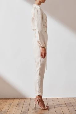 Shona Joy Ellington Linen Relaxed Jumpsuit Ecru