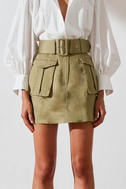 Shona Joy Ellington Mini Skirt With Belt Khaki