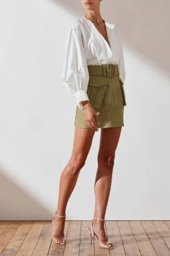 Shona Joy Ellington Mini Skirt With Belt Khaki 10 Shona Joy Ellington Mini Skirt With Belt Khaki