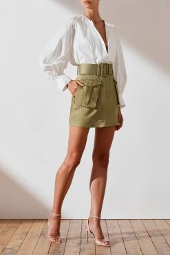 Shona Joy Ellington Mini Skirt With Belt Khaki 11 Shona Joy Ellington Mini Skirt With Belt Khaki