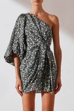 Shona Joy Parker One Shoulder Draped Mini Dress