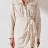 Shona Joy Ellington Draped Mini Shirt Dress Ecru 2 Shona Joy Ellington Draped Mini Shirt Dress Ecru