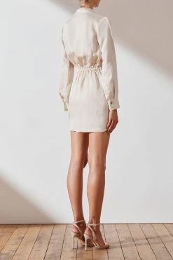 Shona Joy Ellington Draped Mini Shirt Dress Ecru 11 Shona Joy Ellington Draped Mini Shirt Dress Ecru