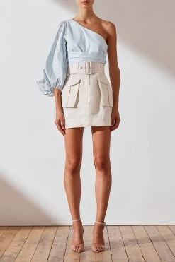 Shona Joy Ellington Linen Mini Skirt With Belt Ecru 9 Shona Joy Ellington Linen Mini Skirt With Belt Ecru