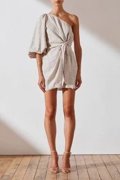 Shona Joy Margot Embroidered Linen One Shoulder Draped Mini Dress 9 Shona Joy Margot Embroidered Linen One Shoulder Draped Mini Dress
