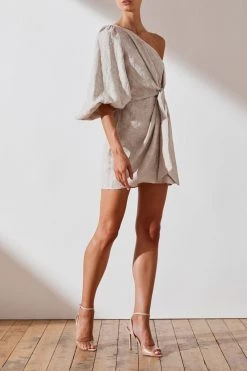 Shona Joy Margot Embroidered Linen One Shoulder Draped Mini Dress 11 Shona Joy Margot Embroidered Linen One Shoulder Draped Mini Dress