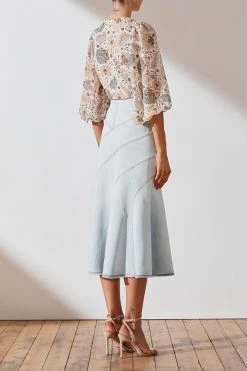 Shona Joy Noah Contour Panel Denim Midi Skirt
