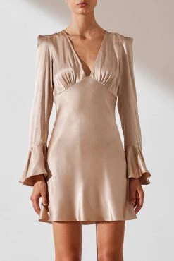 Shona Joy Joan Frill Cuff Bias Mini Dress 8 Shona Joy Joan Frill Cuff Bias Mini Dress