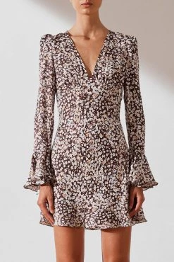 Shona Joy Billie Frill Cuff Bias Mini Dress