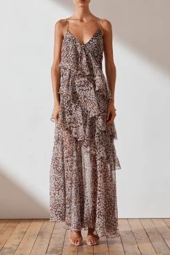 Shona Joy Garner Cross Back Tiered Maxi Dress