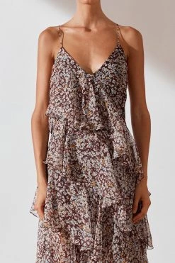 Shona Joy Garner Cross Back Tiered Maxi Dress