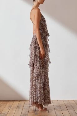 Shona Joy Garner Cross Back Tiered Maxi Dress