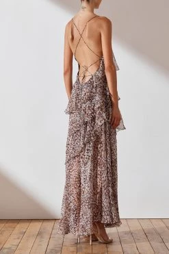 Shona Joy Garner Cross Back Tiered Maxi Dress