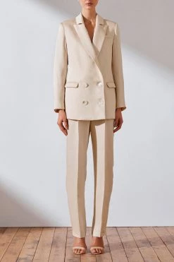 Shona Joy Wren Linen Double Breasted Blazer