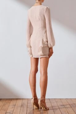Shona Joy Contour Ruffle Mini Dress Ecru
