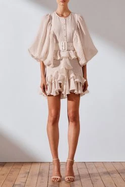 Shona Joy Charlotte Drape Sleeve Mini Dress