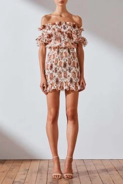 Shona Joy Baez OTS Shirred Mini Dress