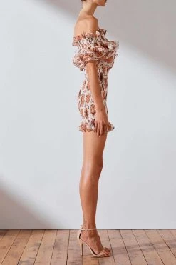Shona Joy Baez OTS Shirred Mini Dress