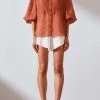 Shona Joy Charlotte Balloon Sleeve Blouse Rust