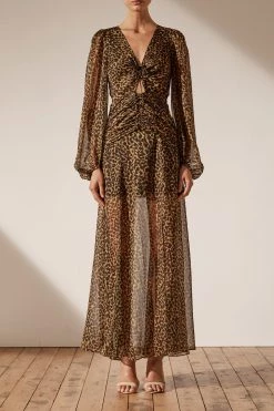 Shona Joy Raphael Ruched V Neck Maxi Dress