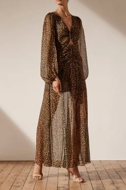 Shona Joy Raphael Ruched V Neck Maxi Dress