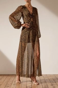 Shona Joy Raphael Ruched V Neck Maxi Dress