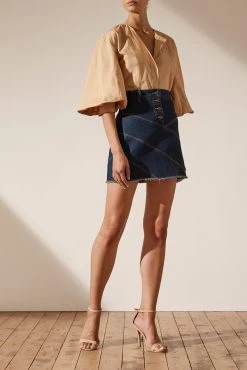 Shona Joy Grant Balloon Sleeve Shirt Camel