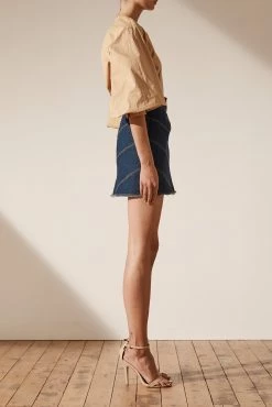 Shona Joy Grant Balloon Sleeve Shirt Camel