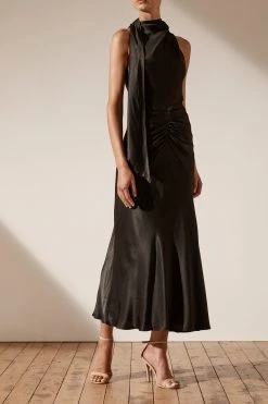 Shona Joy Wright Scarf Neck Midi Dress