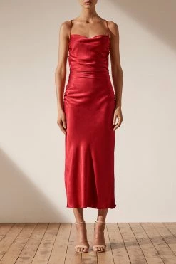 Shona Joy Wright Ruched Backless Slip Dress