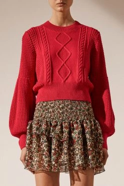 Shona Joy Warner Cable Knit Cropped Sweater