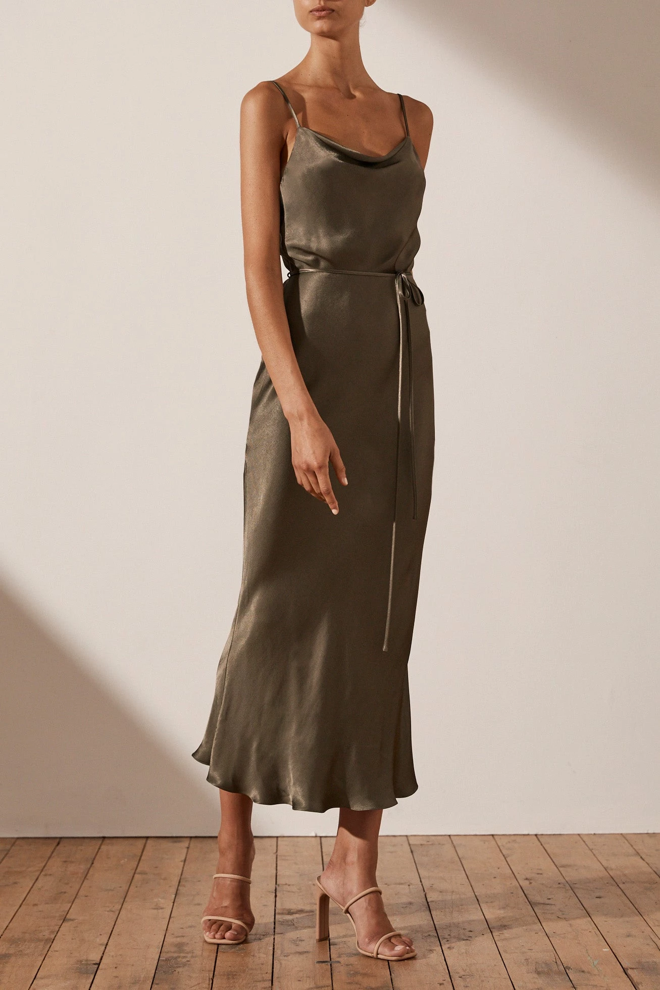 Shona Joy Sophia Bias Cowl Midi Dress Graphite 4 Shona Joy Sophia Bias Cowl Midi Dress Graphite