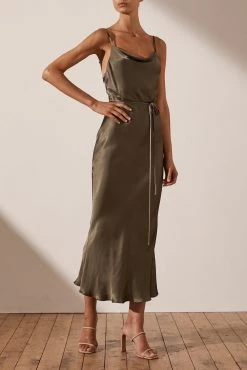 Shona Joy Sophia Bias Cowl Midi Dress Graphite 9 Shona Joy Sophia Bias Cowl Midi Dress Graphite