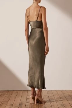 Shona Joy Sophia Bias Cowl Midi Dress Graphite 11 Shona Joy Sophia Bias Cowl Midi Dress Graphite