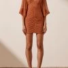 Shona Joy Victoria Plunged Ruched Mini Dress