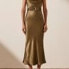 Shona Joy Gala Bias Midi Dress W/ Belt Warm Olive