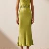 Shona Joy Gala Bias Midi Dress W/ Belt Lime 1 Shona Joy Gala Bias Midi Dress W/ Belt Lime