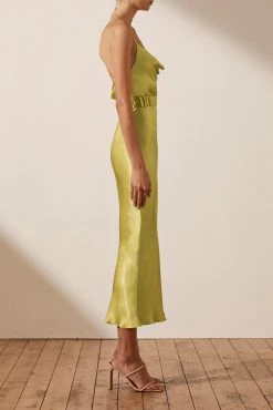 Shona Joy Gala Bias Midi Dress W/ Belt Lime 10 Shona Joy Gala Bias Midi Dress W/ Belt Lime