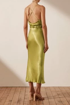 Shona Joy Gala Bias Midi Dress W/ Belt Lime 11 Shona Joy Gala Bias Midi Dress W/ Belt Lime