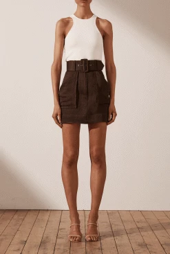 Shona Joy Marie Mini Skirt Chocolate