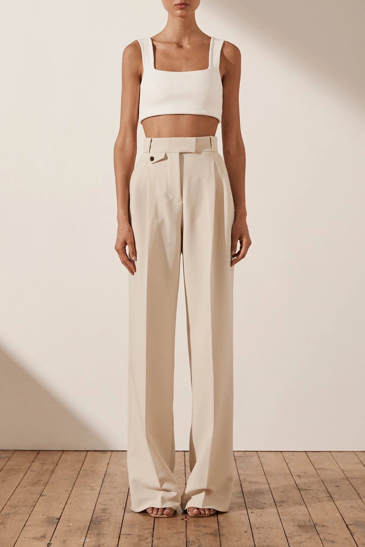 Shona Joy Ivy High Waist Tailored Pant Bone 3 Shona Joy Ivy High Waist Tailored Pant Bone